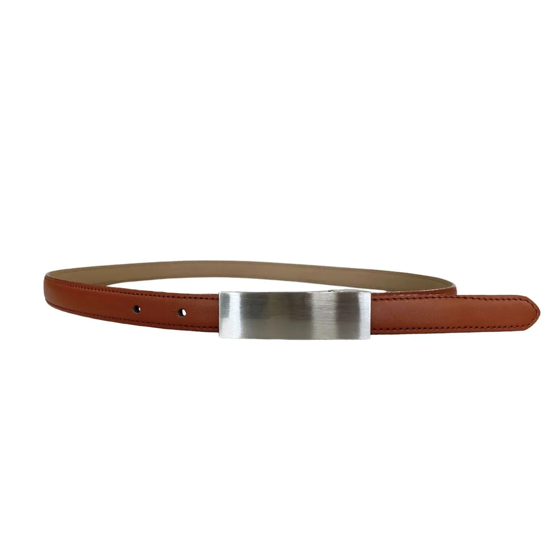 Kimberly |  Women's Brown Matte Genuine Leather Belt with Silver Buckle