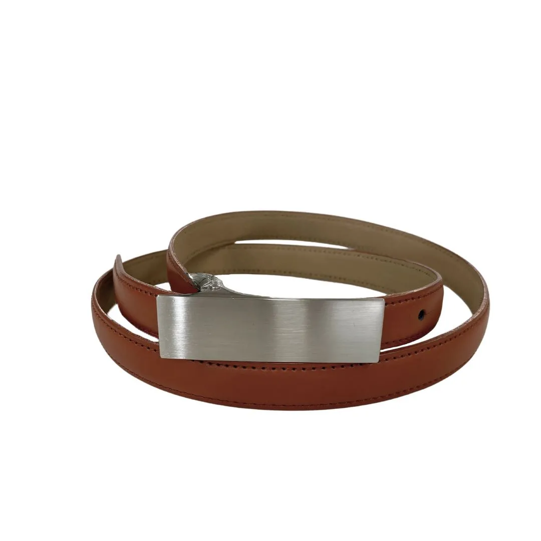 Kimberly |  Women's Brown Matte Genuine Leather Belt with Silver Buckle