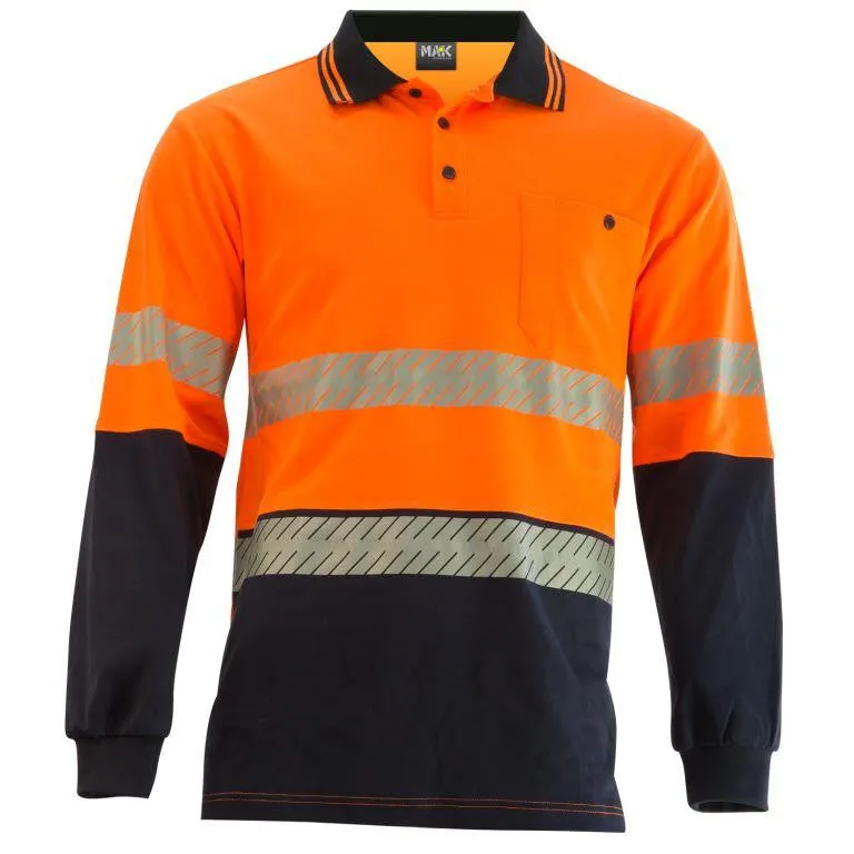 KM Workwear Hi Vis 2 Tone Cotton Polo c/w 3M Segmented Reflective Tape M1331T