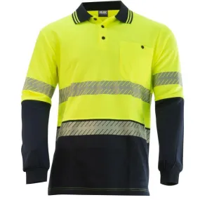 KM Workwear Hi Vis 2 Tone Cotton Polo c/w 3M Segmented Reflective Tape M1331T