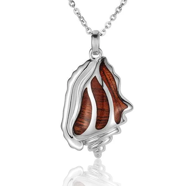 Koa Wood Conch Shell Pendant