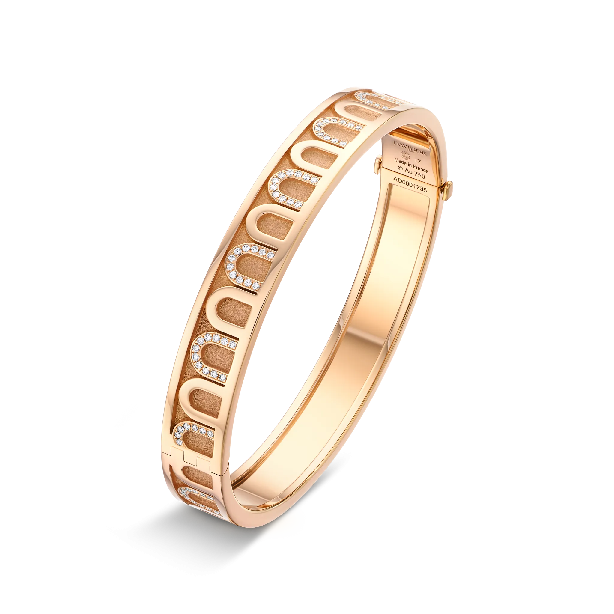 L’Arc de DAVIDOR Bangle MM, 18k Rose Gold with Satin Finish and Colonnato Diamonds