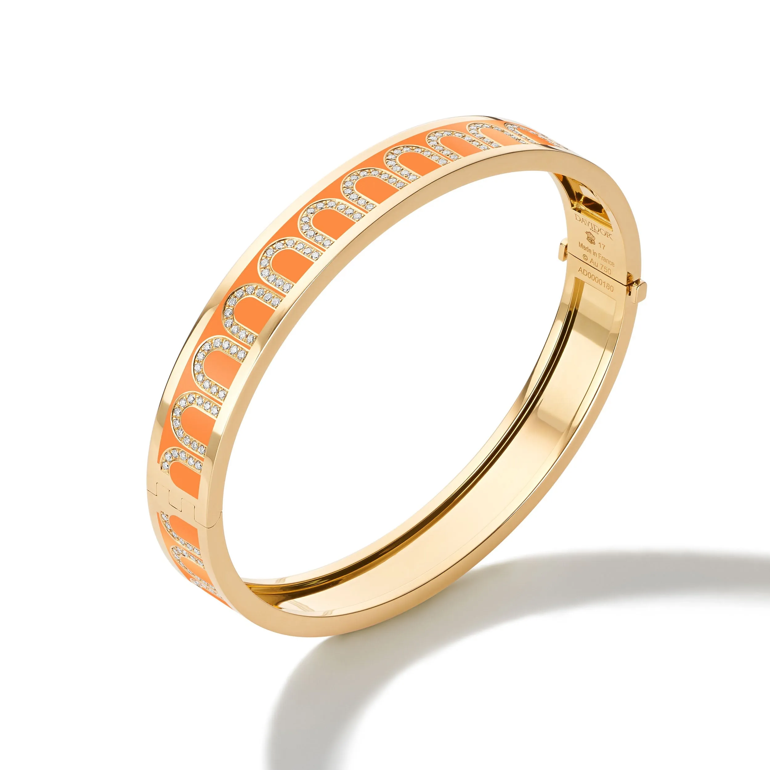 L'Arc de DAVIDOR Bangle MM, 18k Yellow Gold with Lacquered Ceramic and Arcade Diamonds