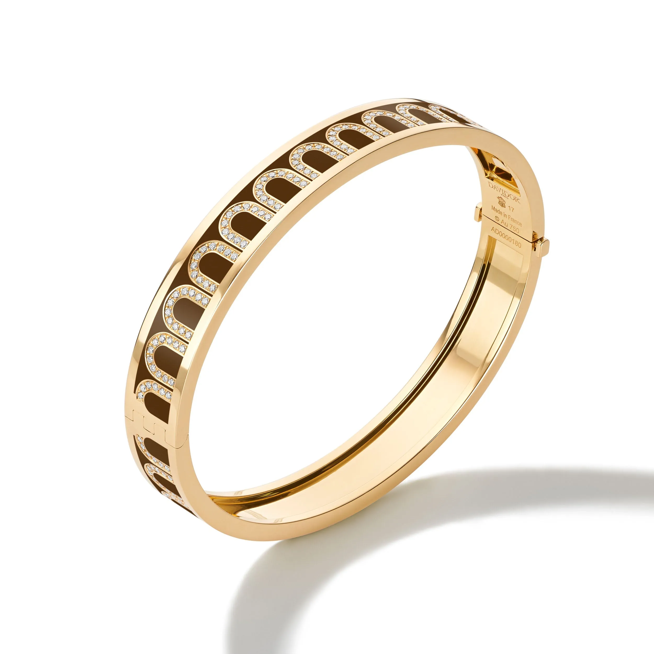 L'Arc de DAVIDOR Bangle MM, 18k Yellow Gold with Lacquered Ceramic and Arcade Diamonds