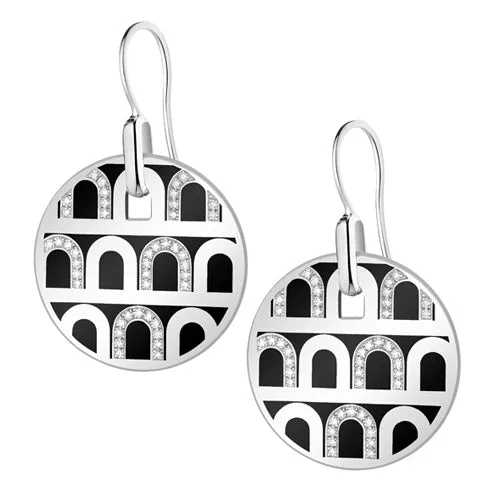 L'Arc de DAVIDOR Pendant Earring GM, 18k White Gold with Lacquered Ceramic and Colonnato Diamonds