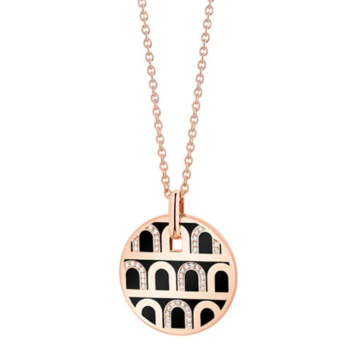 L'Arc de DAVIDOR Pendant GM, 18k Rose Gold with Lacquered Ceramic and Colonnato Diamonds