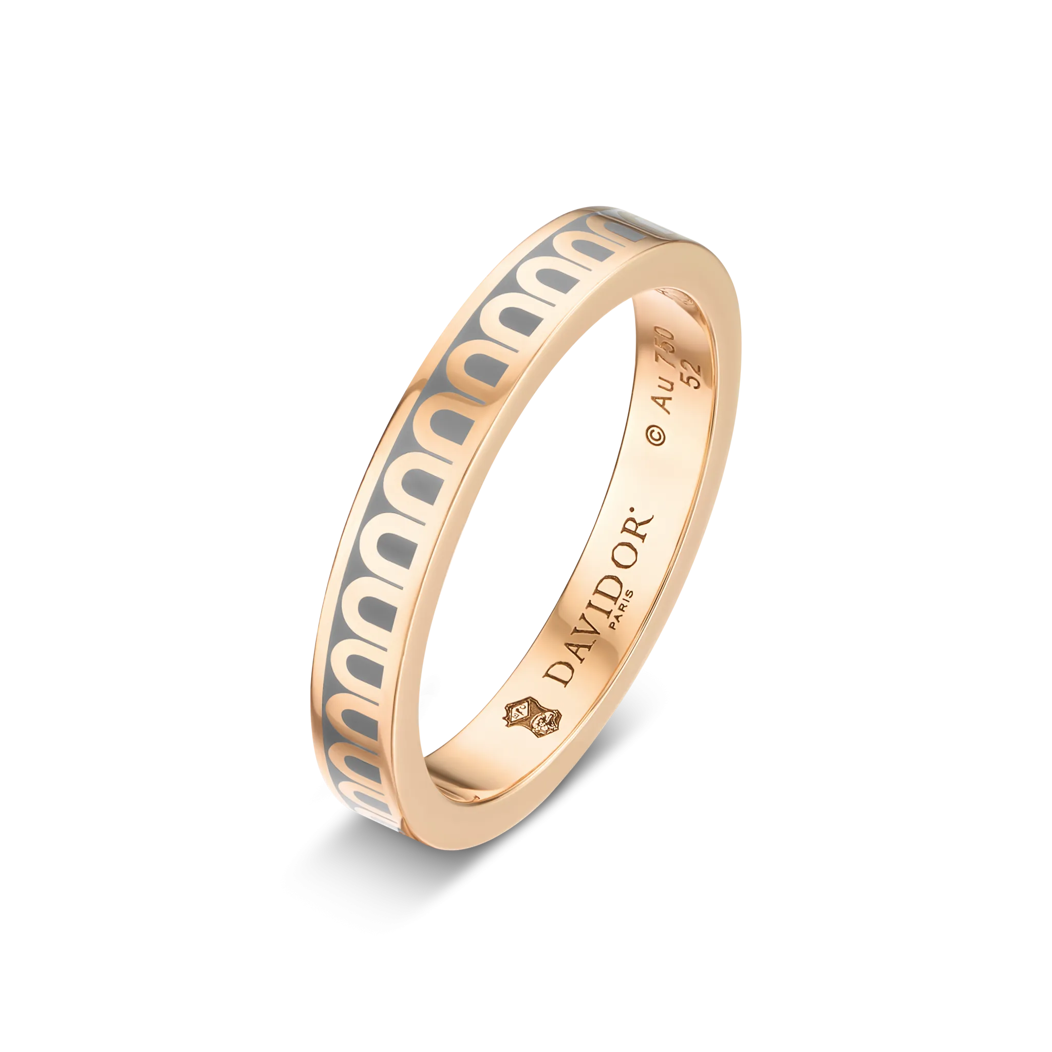 L'Arc de DAVIDOR Ring PM, 18k Rose Gold with Anthracite Lacquered Ceramic