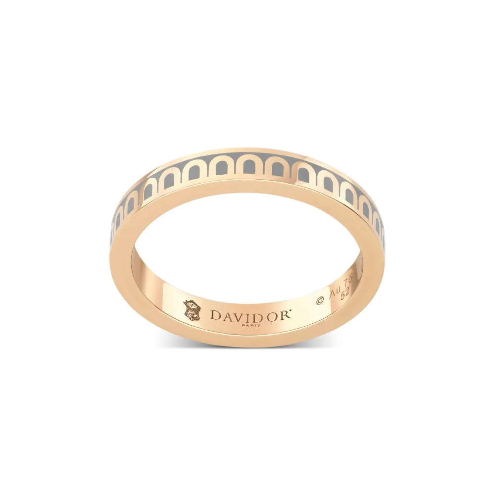 L'Arc de DAVIDOR Ring PM, 18k Rose Gold with Anthracite Lacquered Ceramic