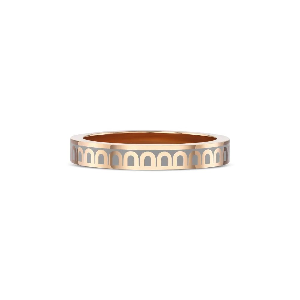 L'Arc de DAVIDOR Ring PM, 18k Rose Gold with Anthracite Lacquered Ceramic