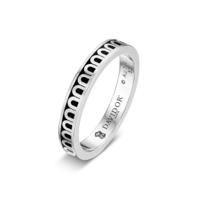 L'Arc de DAVIDOR Ring PM, 18k White Gold with Caviar Lacquered Ceramic