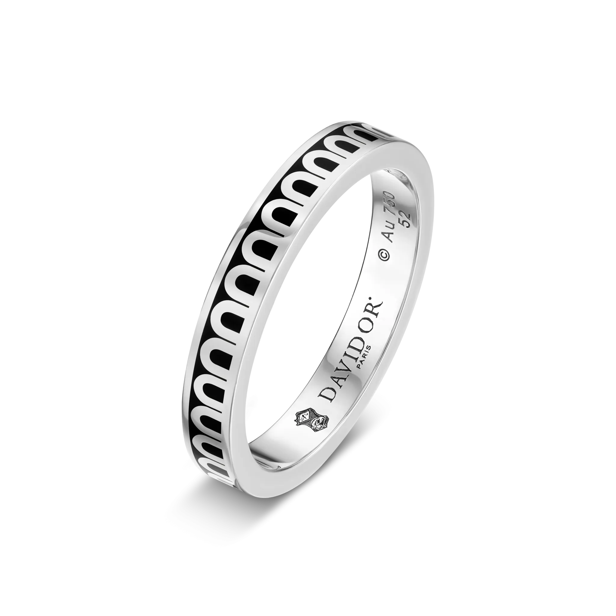 L'Arc de DAVIDOR Ring PM, 18k White Gold with Caviar Lacquered Ceramic