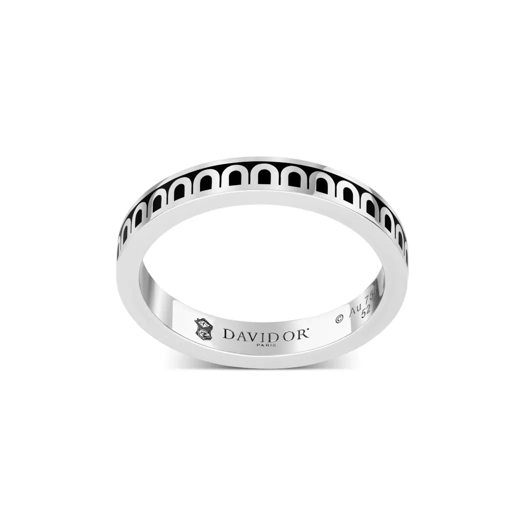 L'Arc de DAVIDOR Ring PM, 18k White Gold with Caviar Lacquered Ceramic