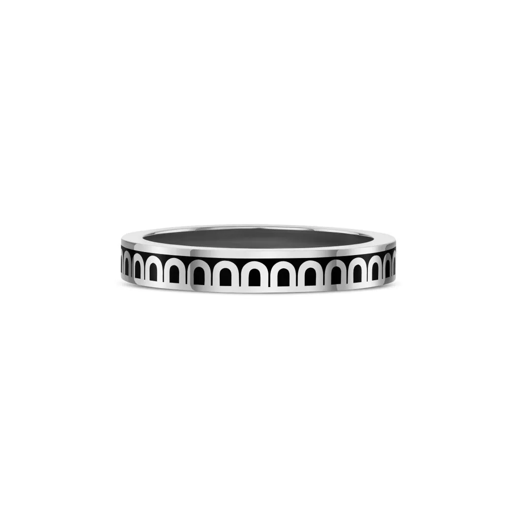 L'Arc de DAVIDOR Ring PM, 18k White Gold with Caviar Lacquered Ceramic