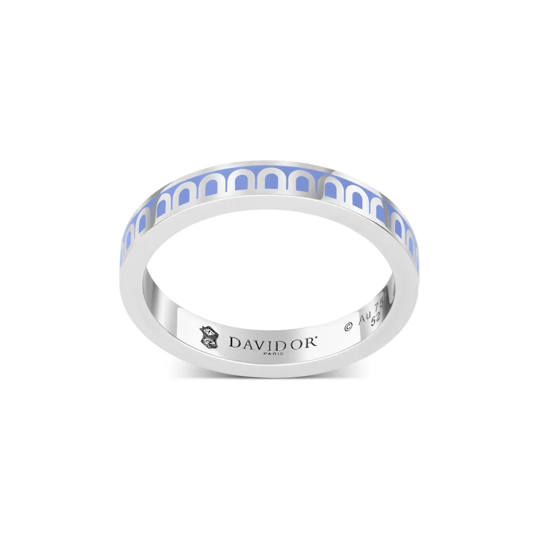 L'Arc de DAVIDOR Ring PM, 18k White Gold with Hortensia Lacquered Ceramic