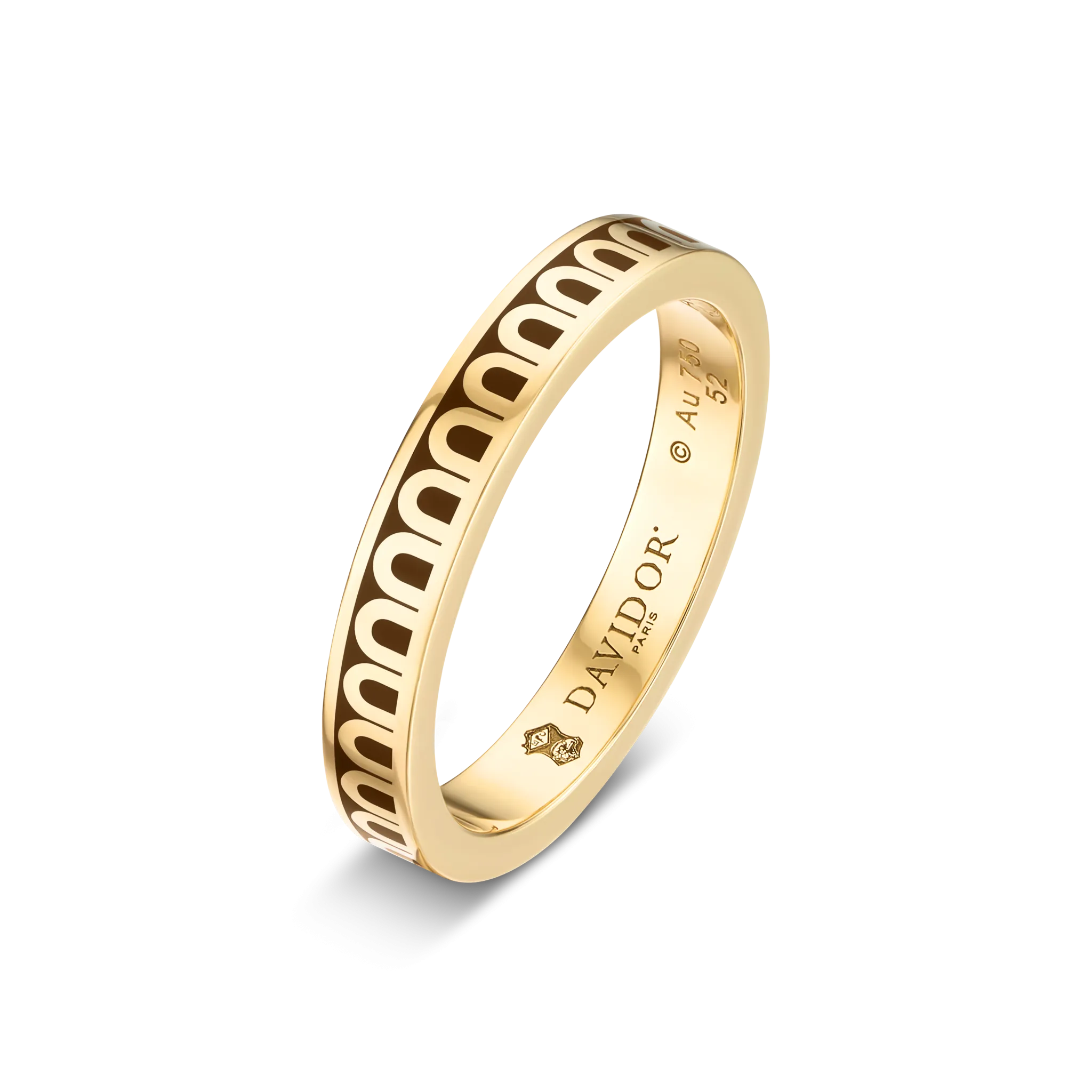 L'Arc de DAVIDOR Ring PM, 18k Yellow Gold with Cognac Lacquered Ceramic