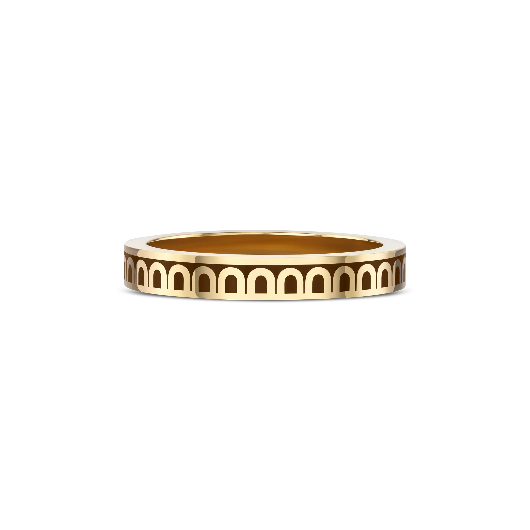 L'Arc de DAVIDOR Ring PM, 18k Yellow Gold with Cognac Lacquered Ceramic