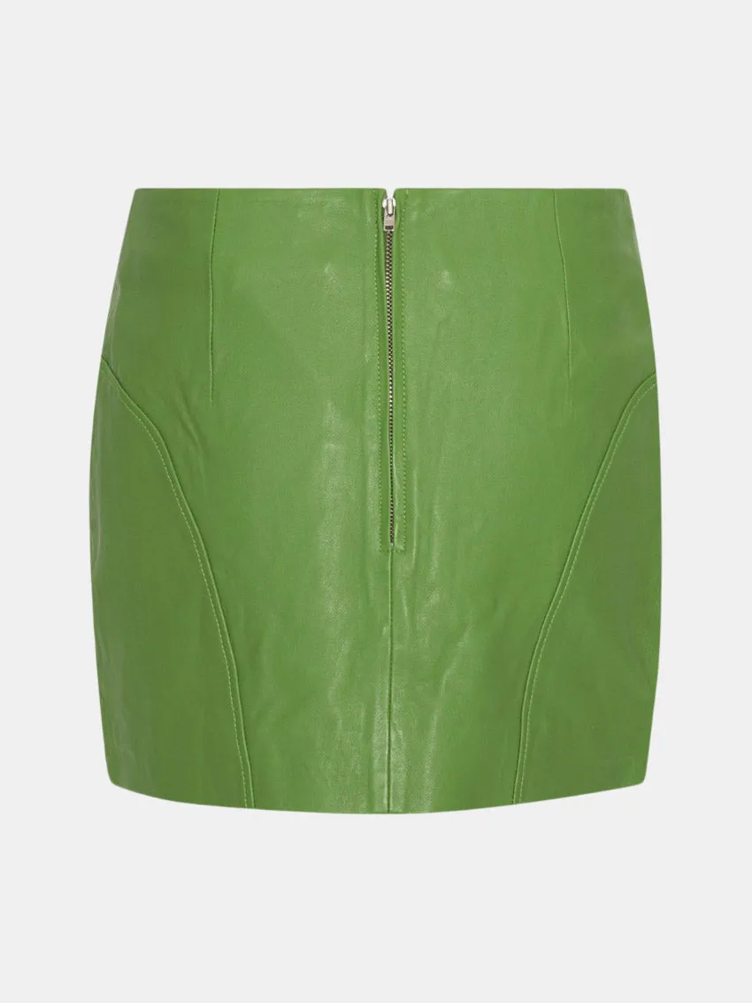 Leather Mini Skirt Forest Green