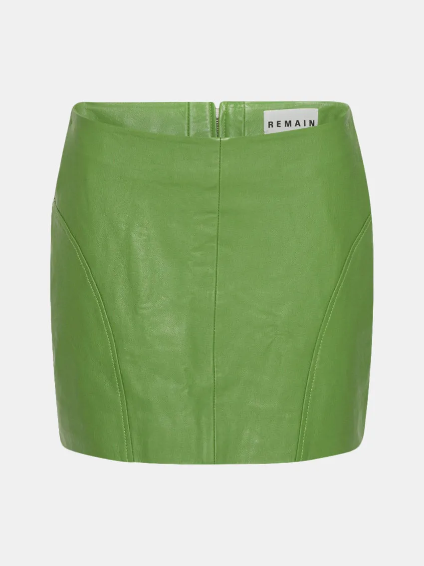 Leather Mini Skirt Forest Green