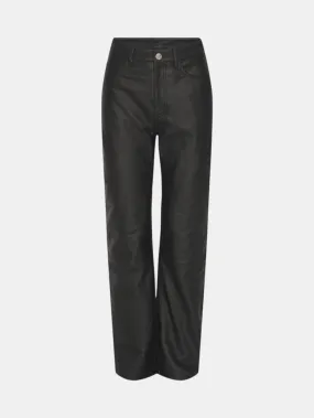 Leather Straight Pants Black