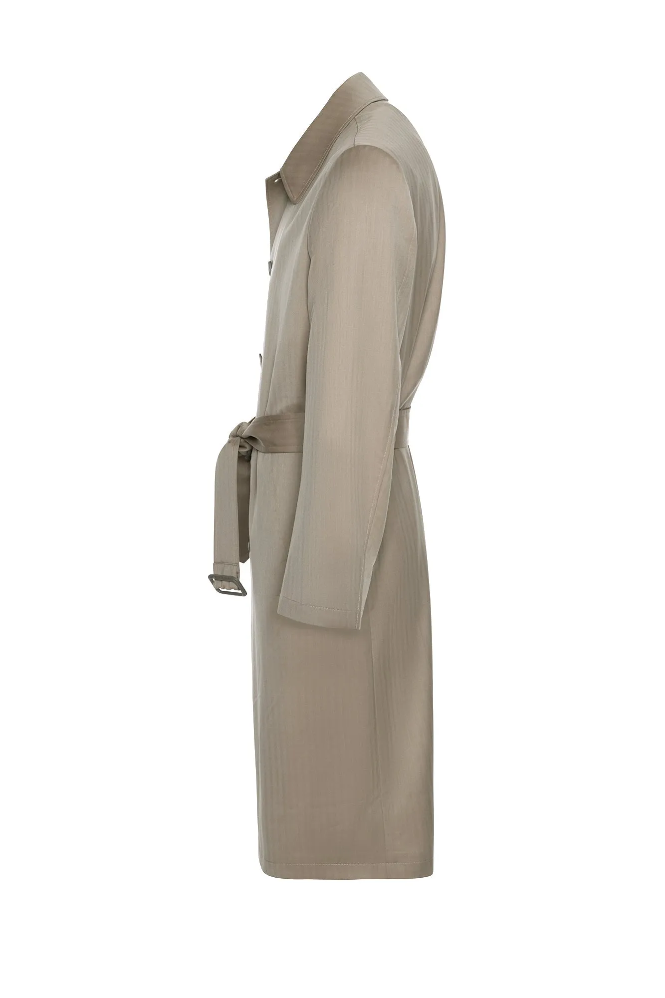 MAN-RAY KHAKI HERRINGBONE WOOL TRENCH COAT