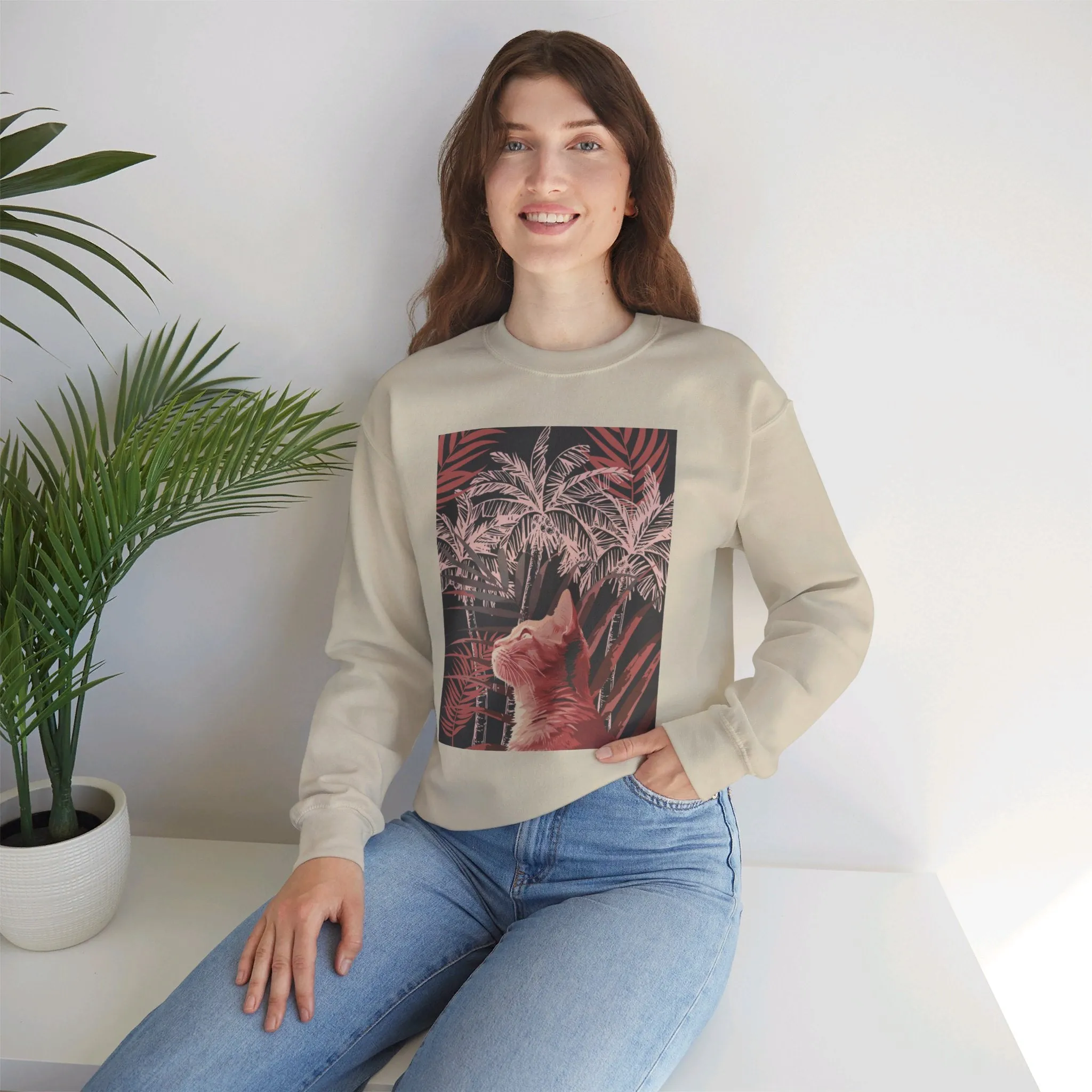 Mandala Art Cat Sweatshirt | Unisex Crewneck Sweatshirt