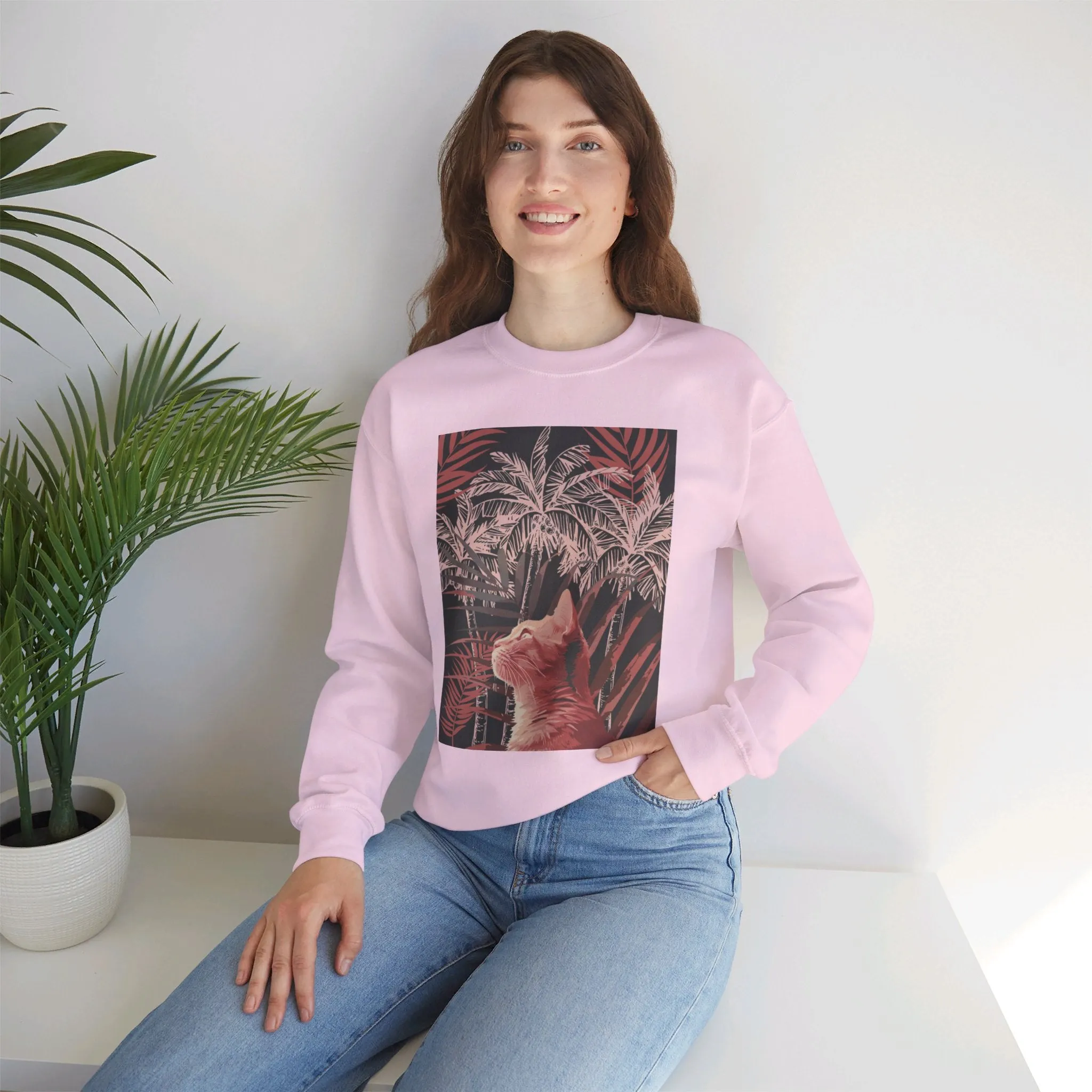 Mandala Art Cat Sweatshirt | Unisex Crewneck Sweatshirt