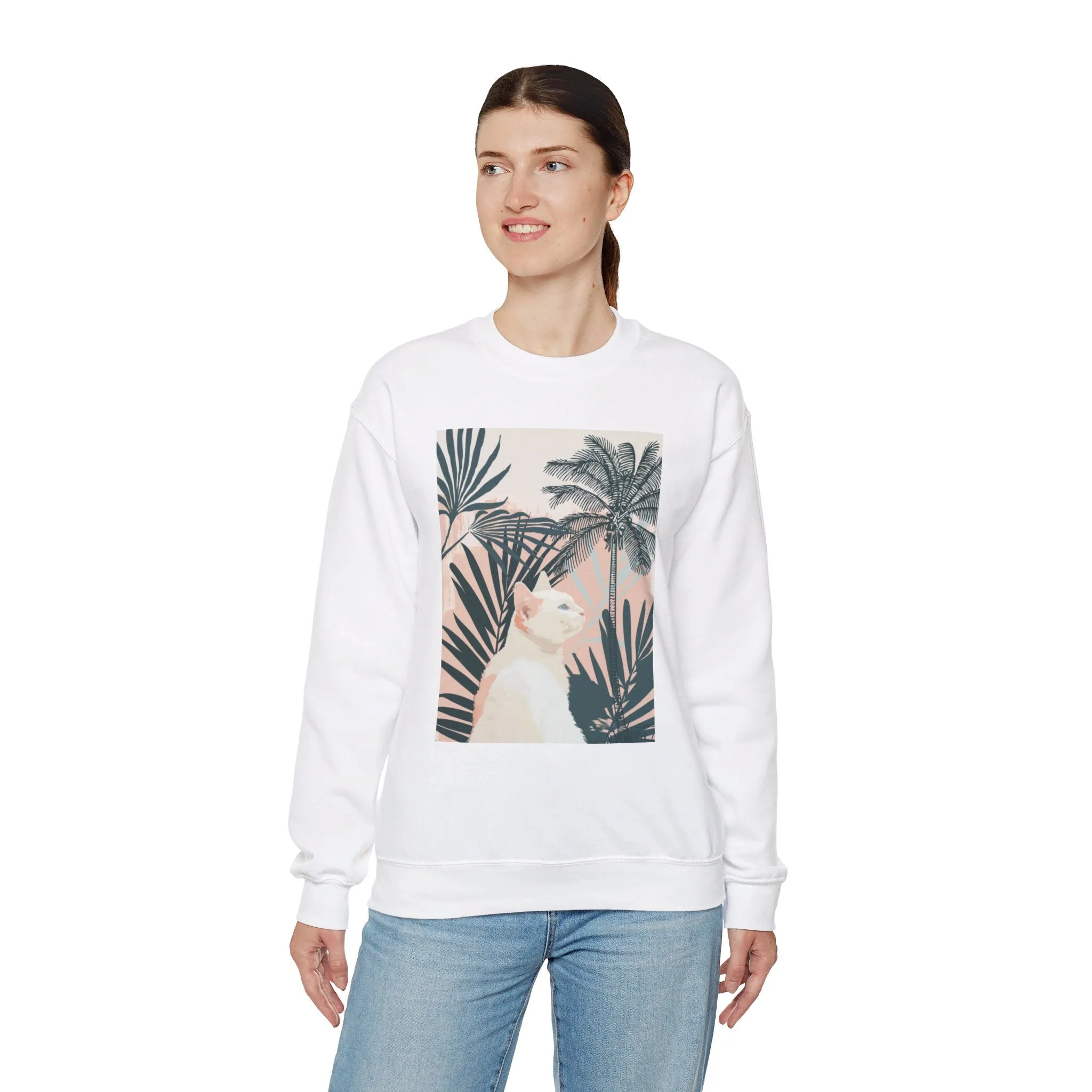 Mandala Art Cat Sweatshirt | Unisex Crewneck Sweatshirt