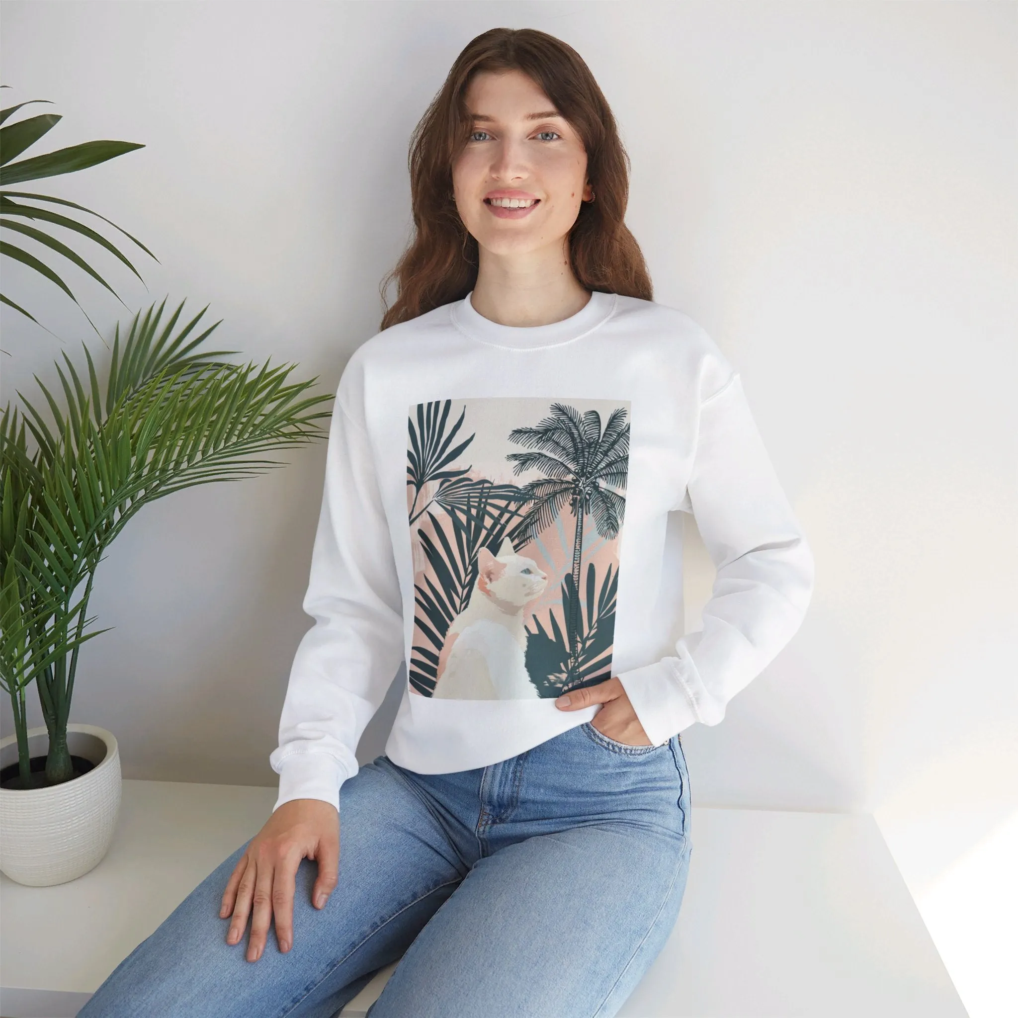 Mandala Art Cat Sweatshirt | Unisex Crewneck Sweatshirt