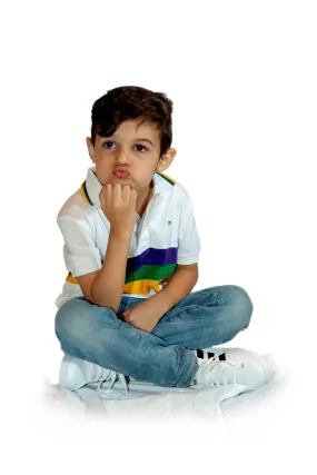 Mardi Gras Kids Short Sleeve Polo Shirt (Available in Black or White)