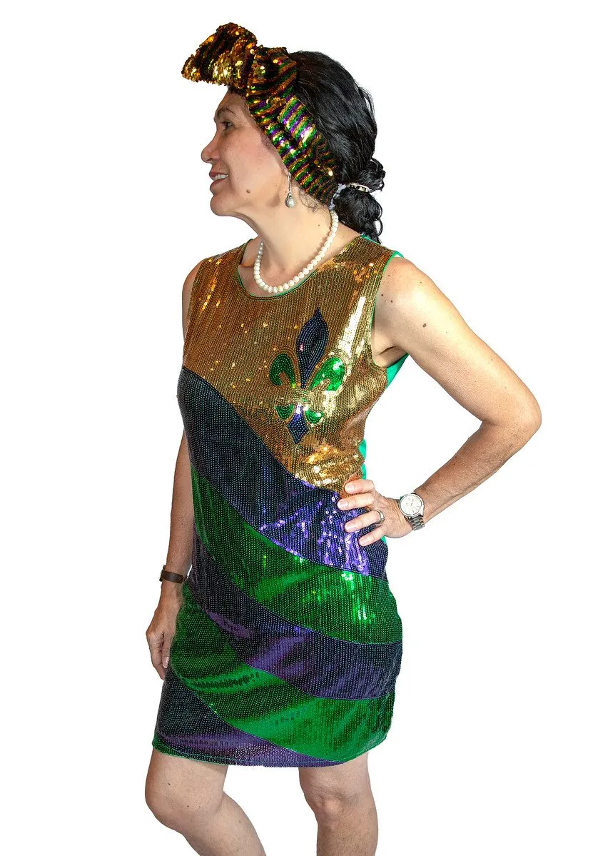 Mardi Gras Sequin Striped Turban