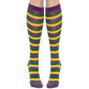 Mardi Gras Thin Striped Socks