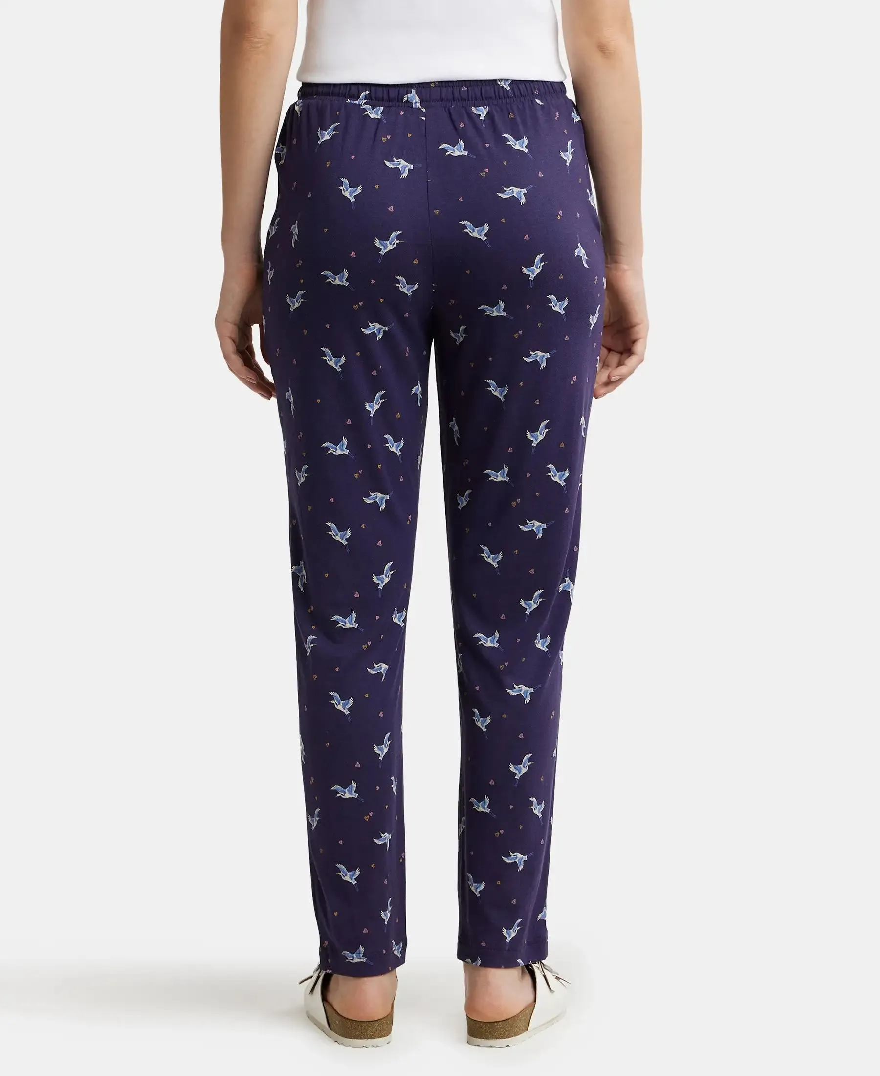 Micro Modal Cotton Relaxed Fit Printed Pyjama with Side Pockets - Classic Navy Assorted Prints