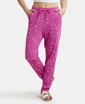 Micro Modal Cotton Relaxed Fit Printed Pyjama with Side Pockets - Lavender Scent Assorted Prints