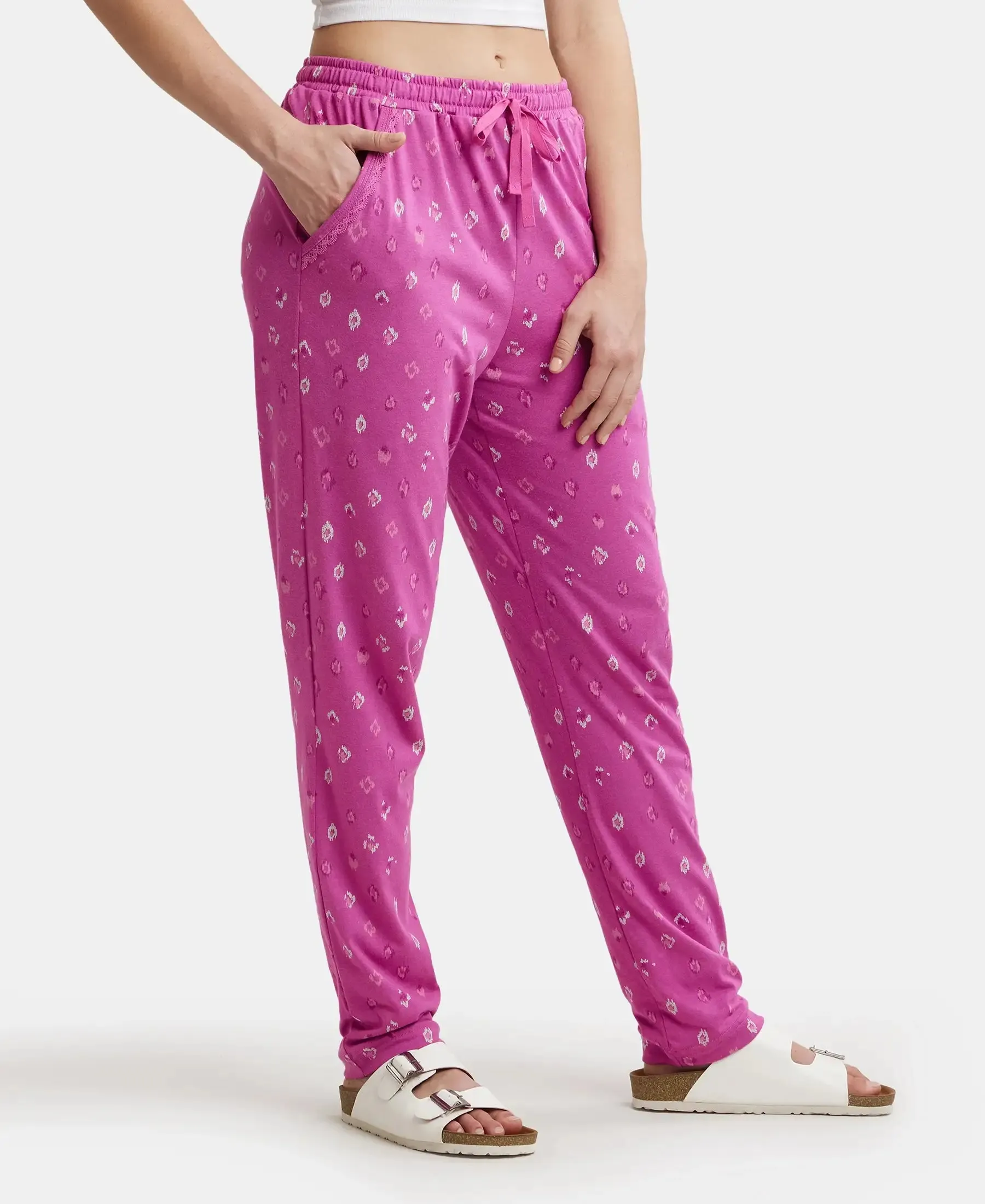 Micro Modal Cotton Relaxed Fit Printed Pyjama with Side Pockets - Lavender Scent Assorted Prints