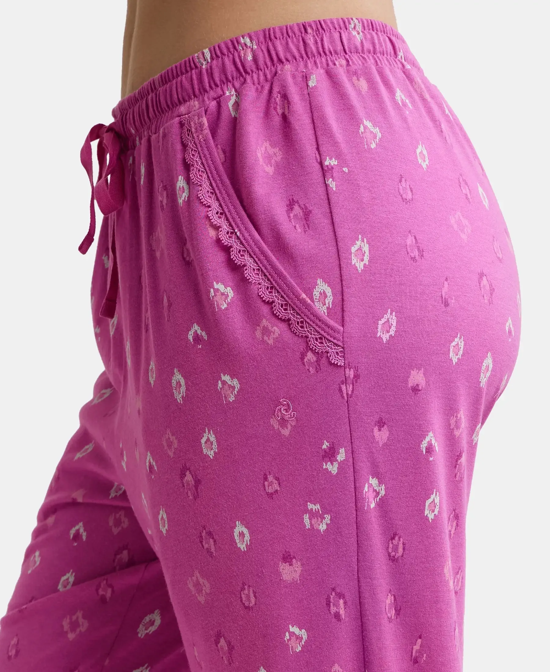 Micro Modal Cotton Relaxed Fit Printed Pyjama with Side Pockets - Lavender Scent Assorted Prints