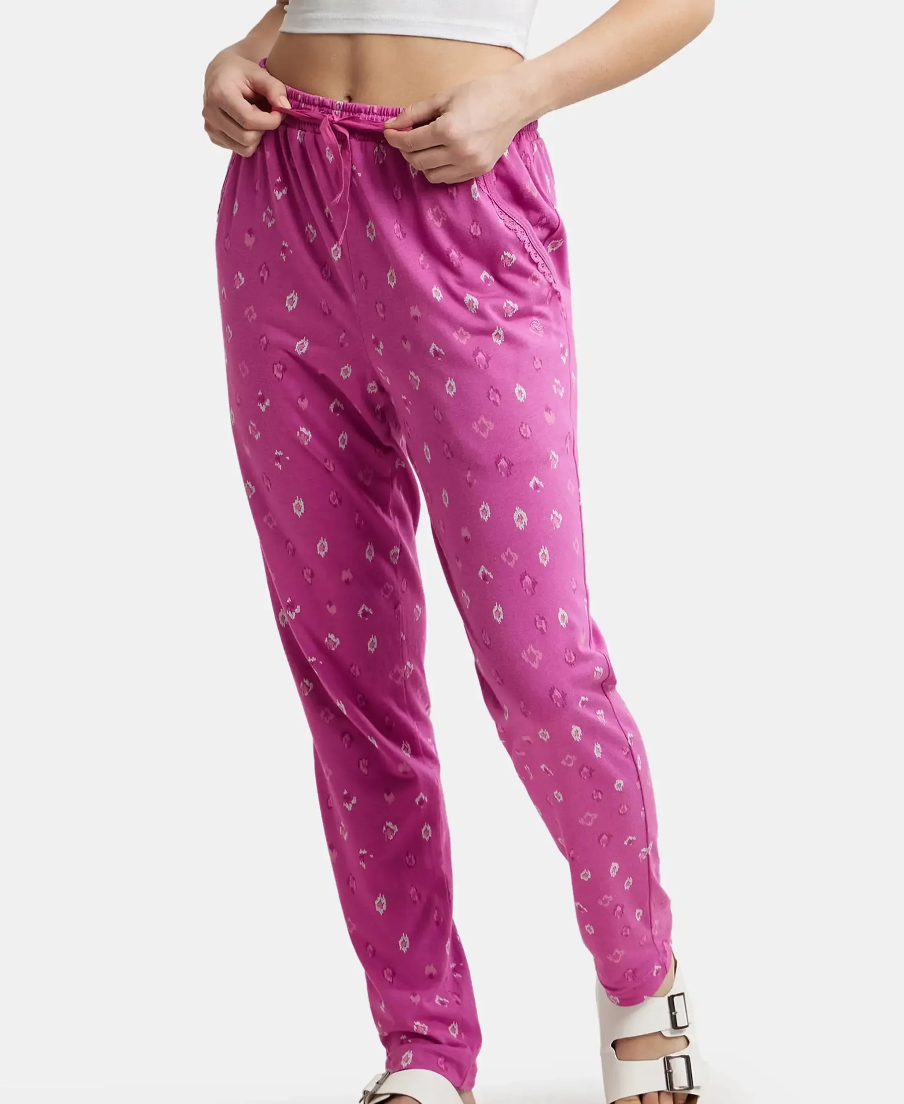 Micro Modal Cotton Relaxed Fit Printed Pyjama with Side Pockets - Lavender Scent Assorted Prints