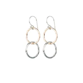 Mixed metal entwined circles earrings