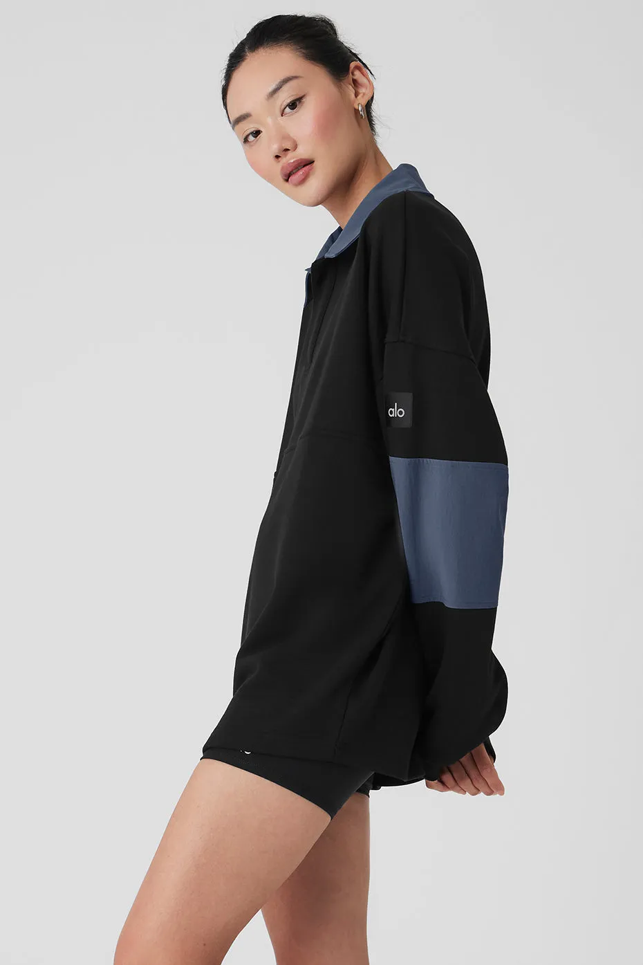 Mixmatch Rugby Sweatshirt - Black/Bluestone