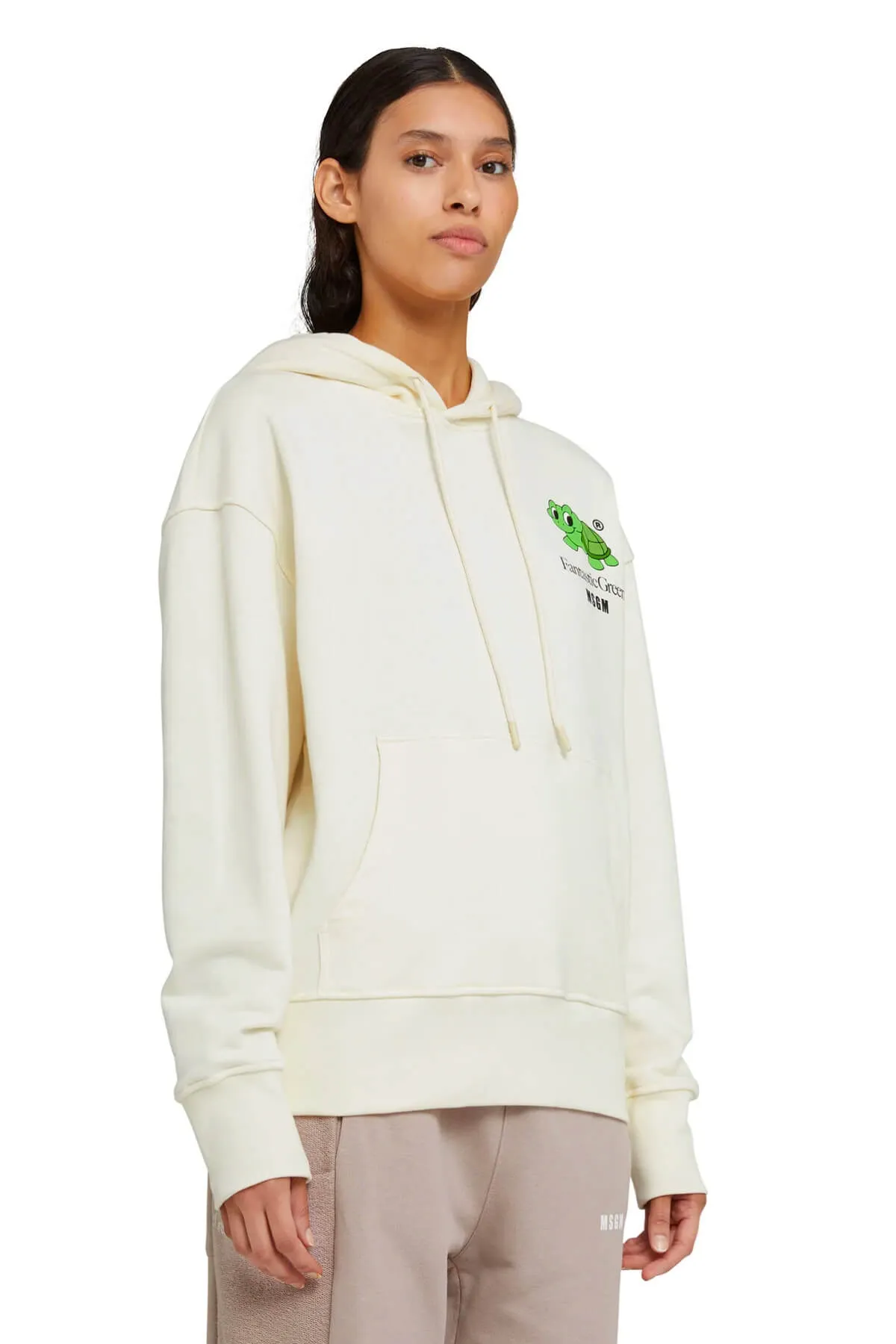 MSGM Organic Cotton Fantastic Green Sweatshirt - Beige