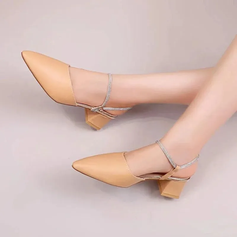 Mule Feminino Salto Bloco Bico Fino