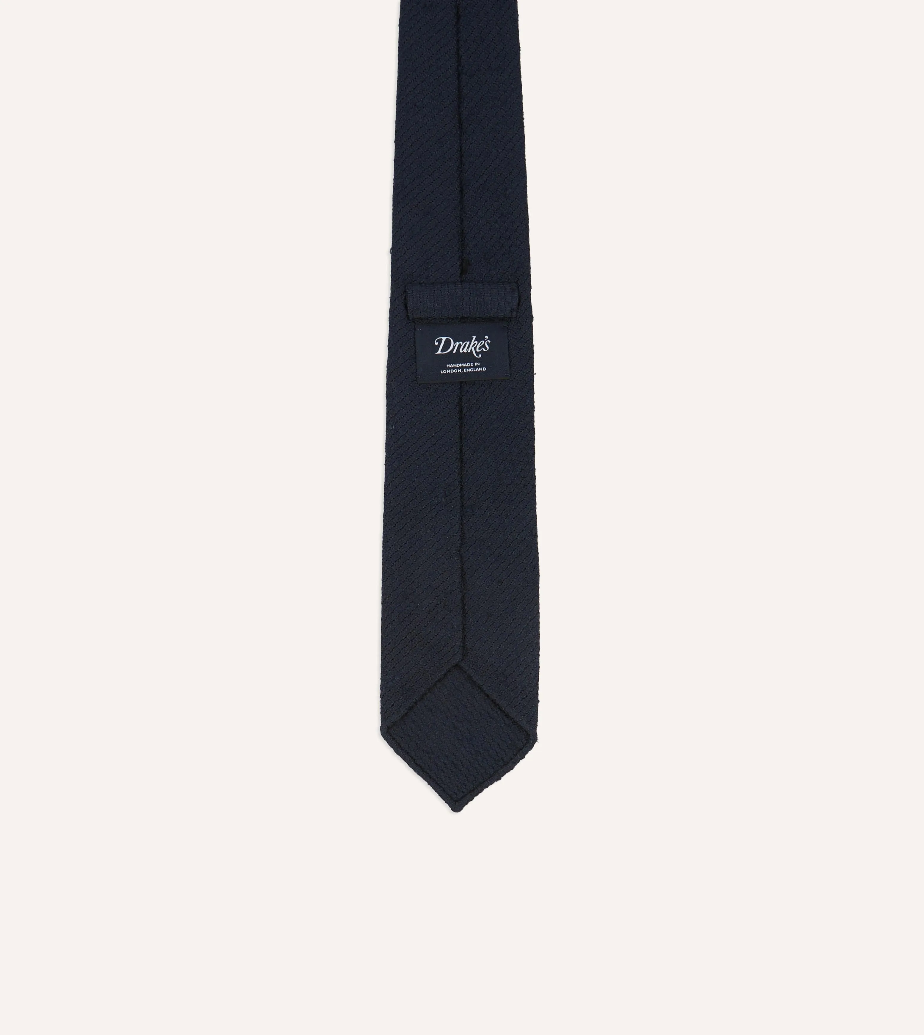 Navy Shantung Silk Hand-Rolled Tie