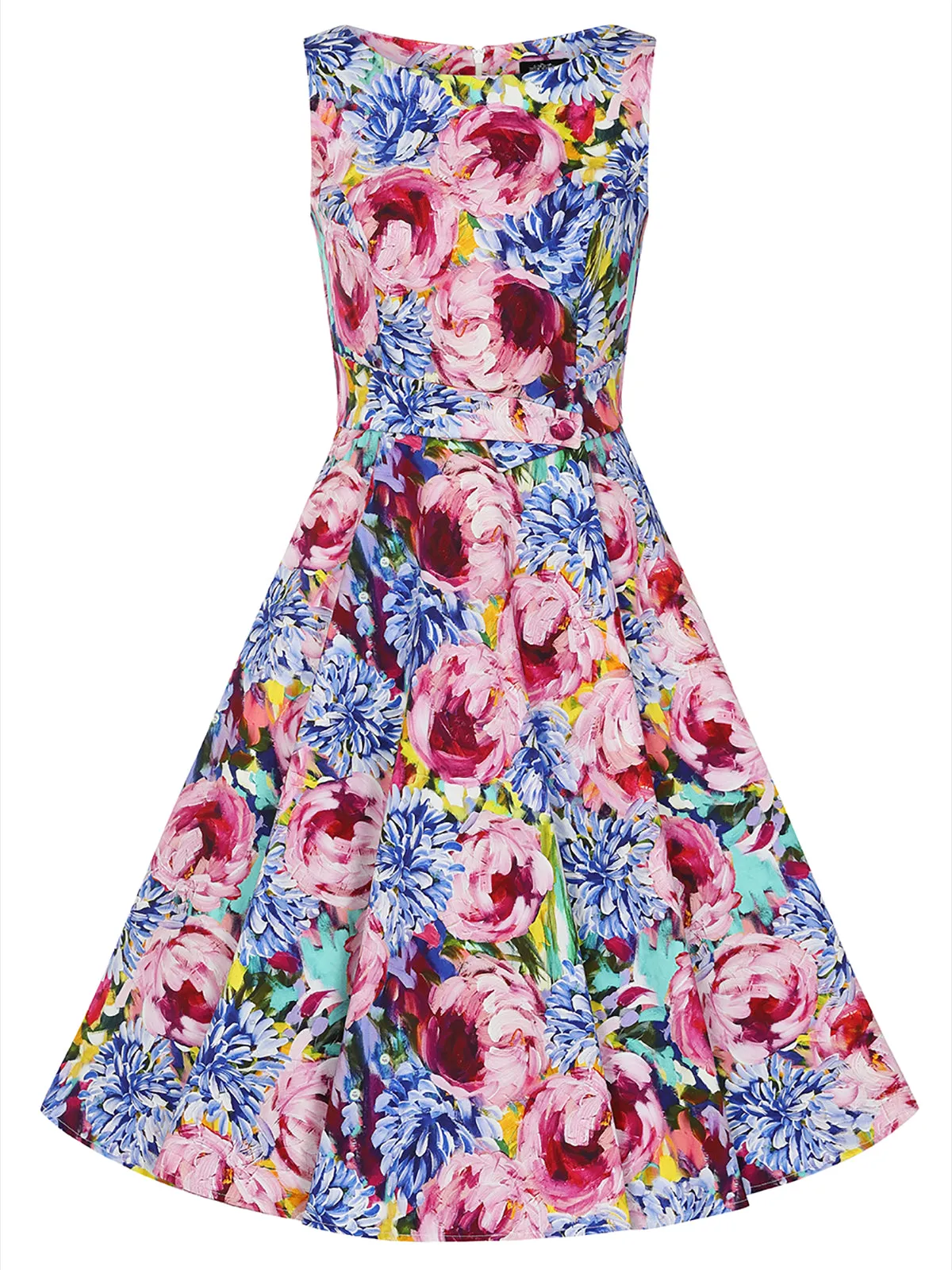 Painted Florals Vintage Style Swing Dress