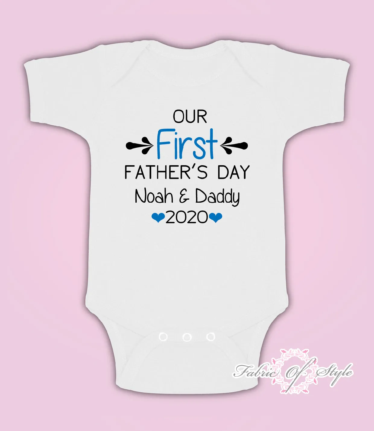 Personalised Our First Fathers Day Baby Kids  Body Suit Vest Boy