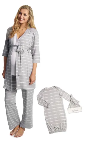 Personalized Analise 5-Piece Heather Grey Stripe for Mom & Baby