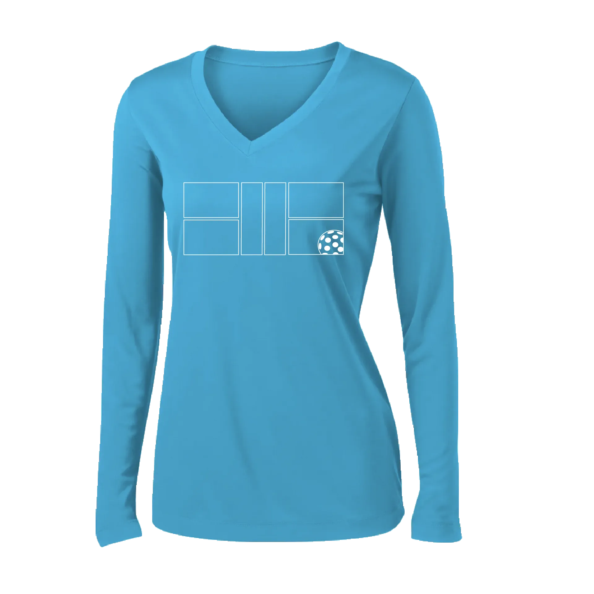 Pickleball Court | Women's Long Sleeve V-Neck Pickleball Shirts | 100% Polyester