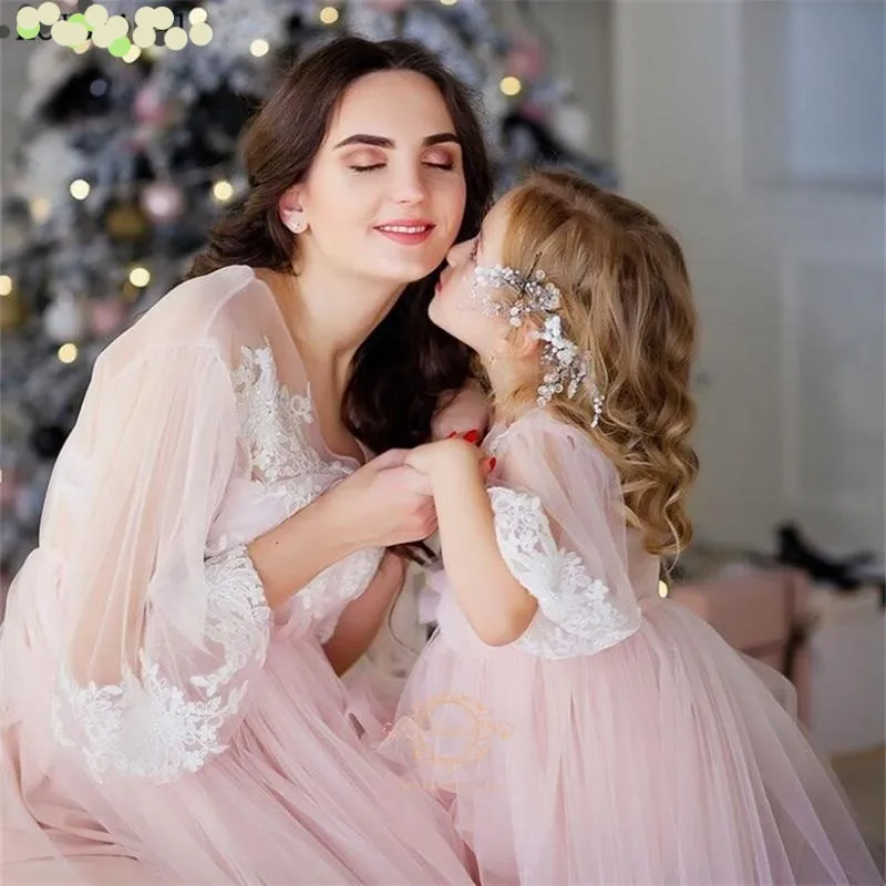 Pink Mother And Daughter Dresses