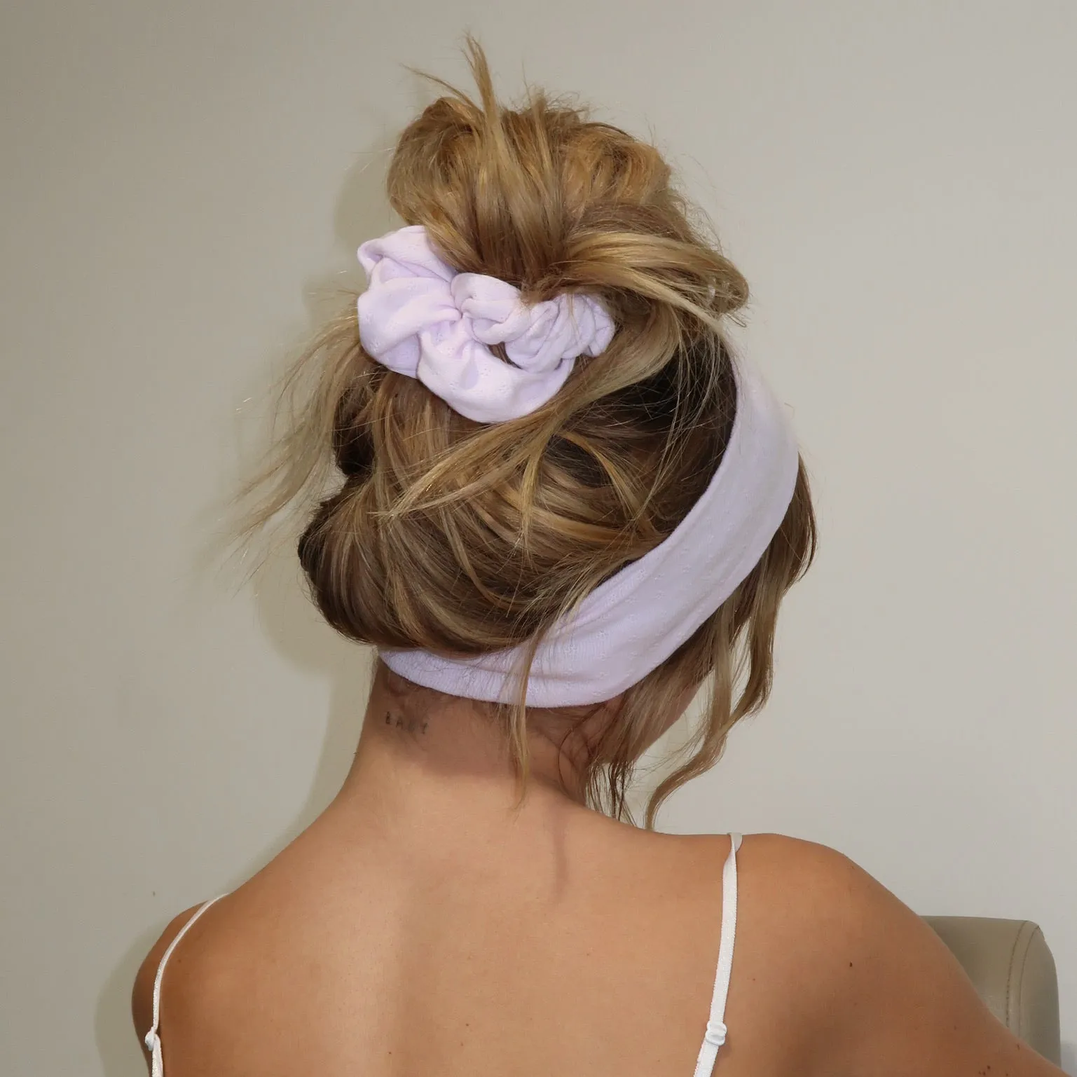 Pointelle Headband in Frosted Lilac