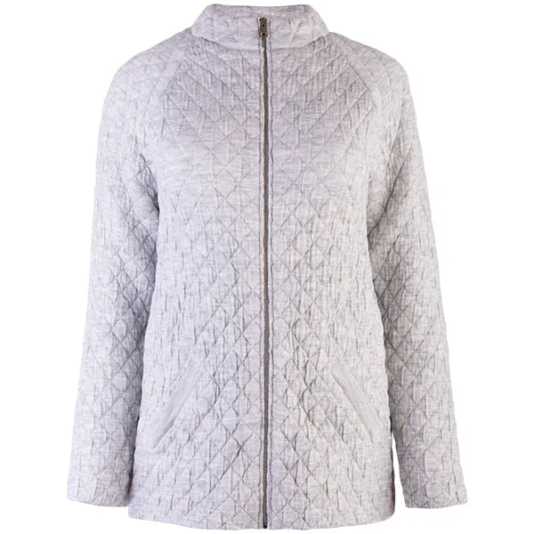 Quilted Jacket Cardigan in Light Grey