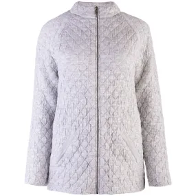 Quilted Jacket Cardigan in Light Grey