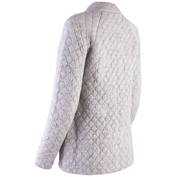 Quilted Jacket Cardigan in Light Grey